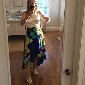 Vince Camuto dress, white top, floral bottom